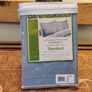 Living Quarters 2 Pillow Shams Standard NIP Blue Leaf Pattern